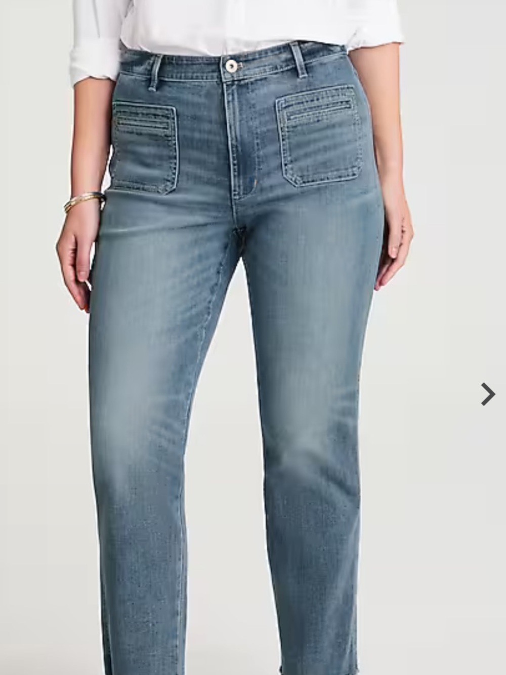 Patch-Pocket Fringe-Hem Jeans - Size 12
